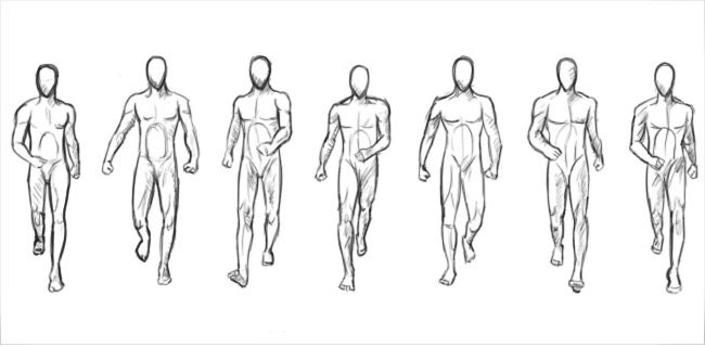 ciclo di camminata frontale